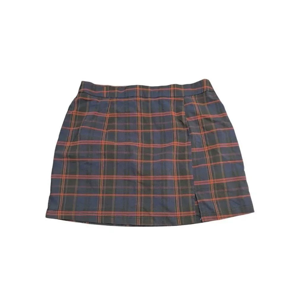 Like An Angel Black Yellow Red Plaid Preppy Skirt women's 2X